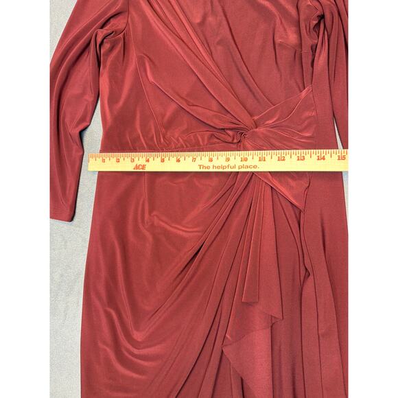 Lauren Ralph Lauren Women's Maroon 3/4 Sleeve Twist Front Jersey Dress Size 12 - Picture 4 of 9